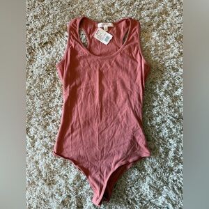 Salmon colored Sleeveless Bodysuit